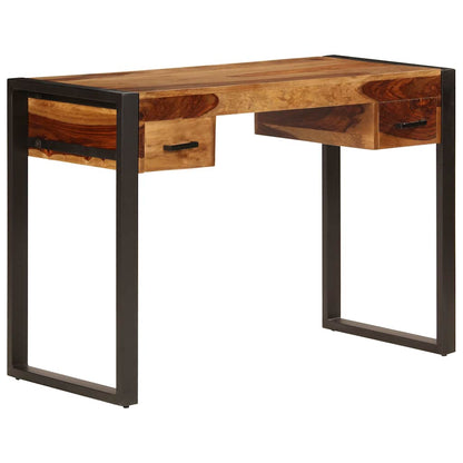 Scrivania con 2 Cassetti 110x50x77cm Legno Massello di Acacia