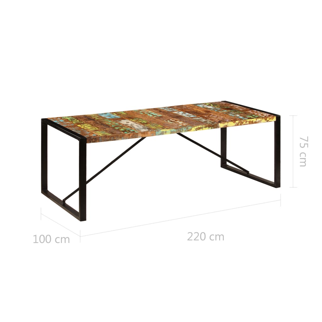 Tavolo da Pranzo 220x100x75 cm Legno Massello di Recupero - homemem39