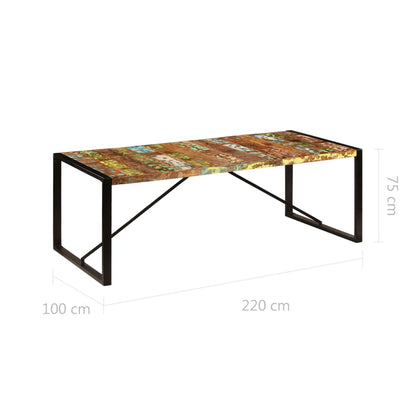 Tavolo da Pranzo 220x100x75 cm Legno Massello di Recupero - homemem39