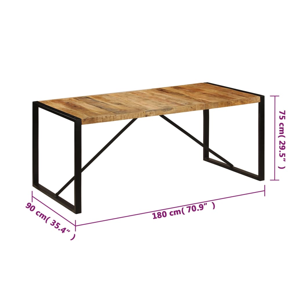 Tavolo da Pranzo 180x90x75 cm in Legno Massello di Mango - homemem39