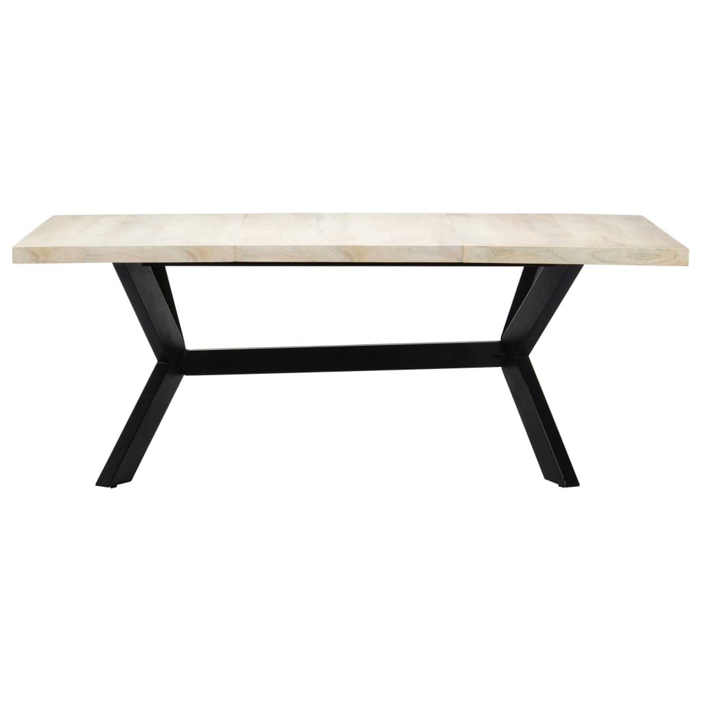 Tavolo da Pranzo Bianco 200x100x75 cm Legno Massello di Mango | homemem39