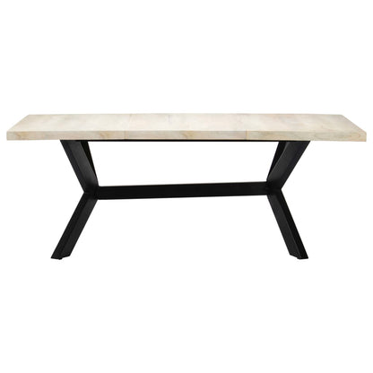 Tavolo da Pranzo Bianco 200x100x75 cm Legno Massello di Mango | homemem39