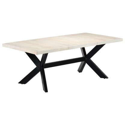 Tavolo da Pranzo Bianco 200x100x75 cm Legno Massello di Mango | homemem39