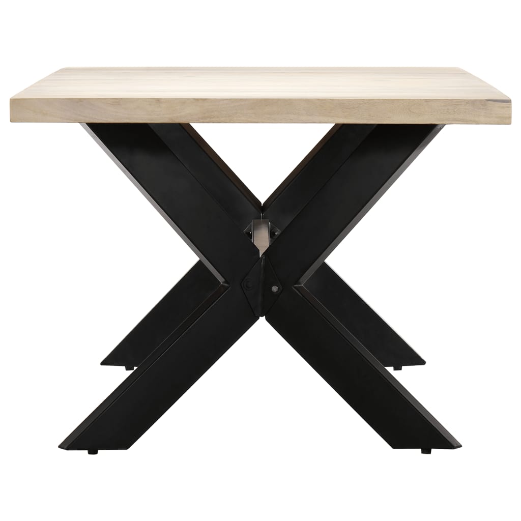 Tavolo da Pranzo Bianco 200x100x75 cm Legno Massello di Mango | homemem39