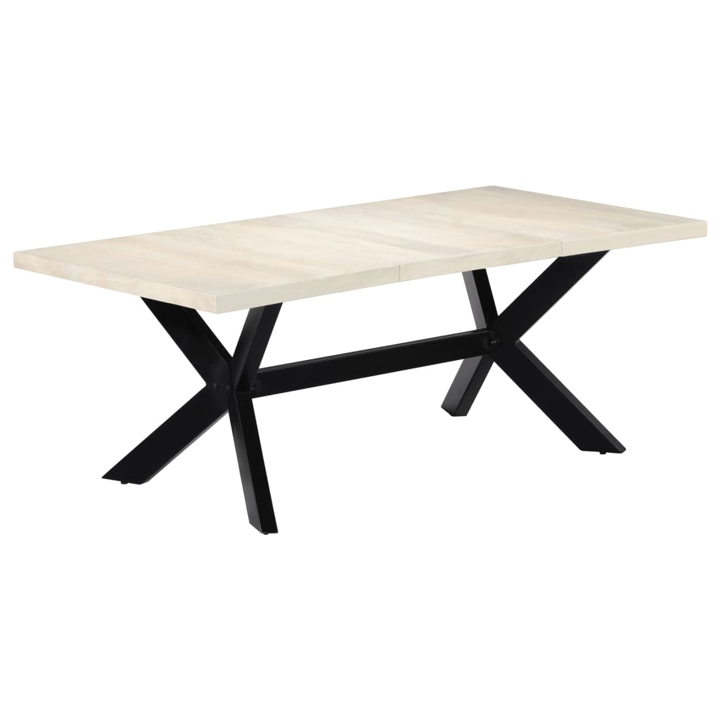 Tavolo da Pranzo Bianco 200x100x75 cm Legno Massello di Mango | homemem39