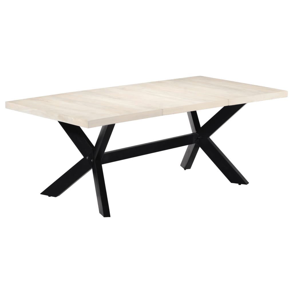 Tavolo da Pranzo Bianco 200x100x75 cm Legno Massello di Mango | homemem39