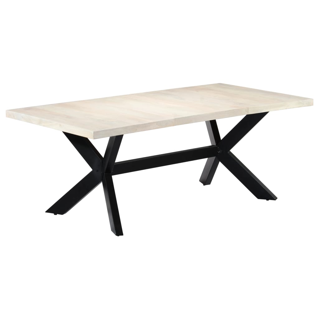 Tavolo da Pranzo Bianco 200x100x75 cm Legno Massello di Mango | homemem39