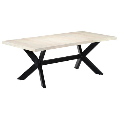 Tavolo da Pranzo Bianco 200x100x75 cm Legno Massello di Mango | homemem39
