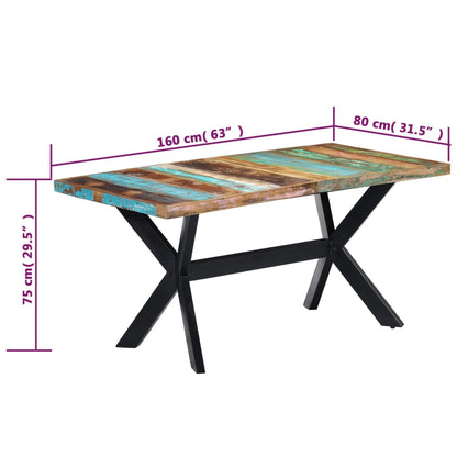 Tavolo da Pranzo 160x80x75 cm in Legno Massello di Recupero