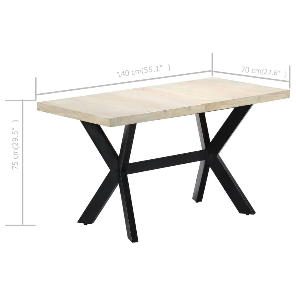 Tavolo da Pranzo 140x70x75 cm Legno Massello di Mango Sbiancato | homemem39