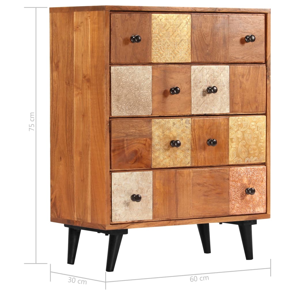 Cassettiera 60x30x75 cm in Legno Massello d'Acacia | homemem39