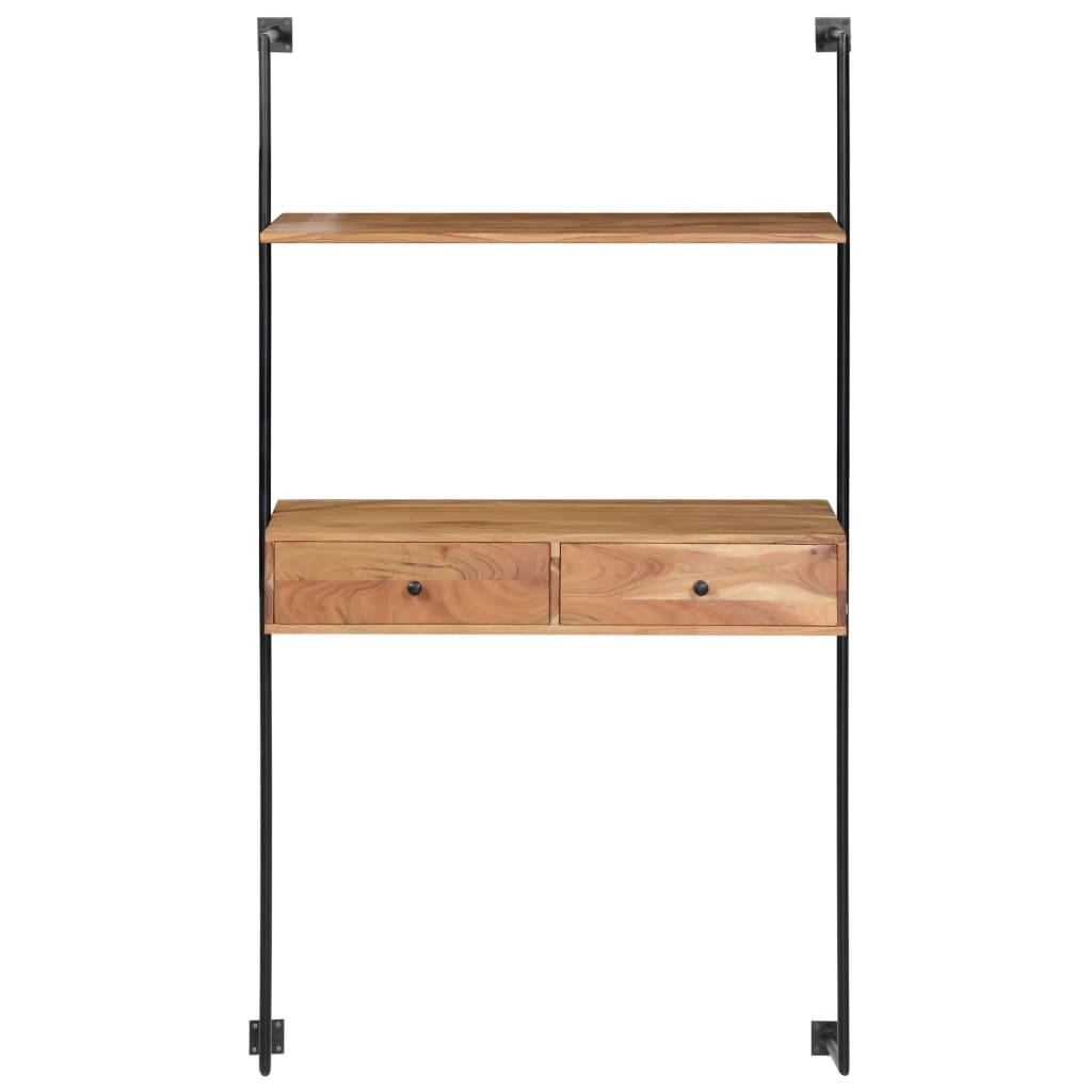 Scrivania a Parete 90x40x170 cm in Legno Massello di Acacia | homemem39