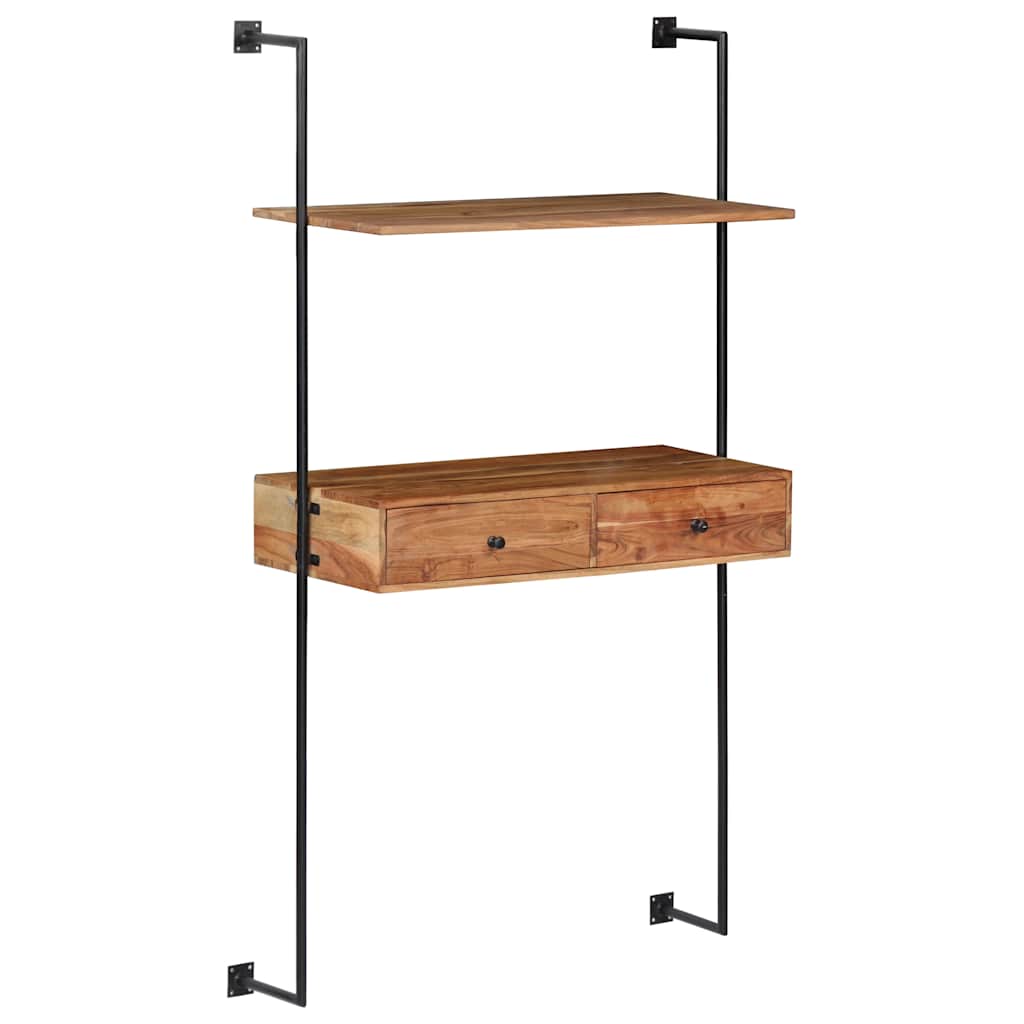Scrivania a Parete 90x40x170 cm in Legno Massello di Acacia