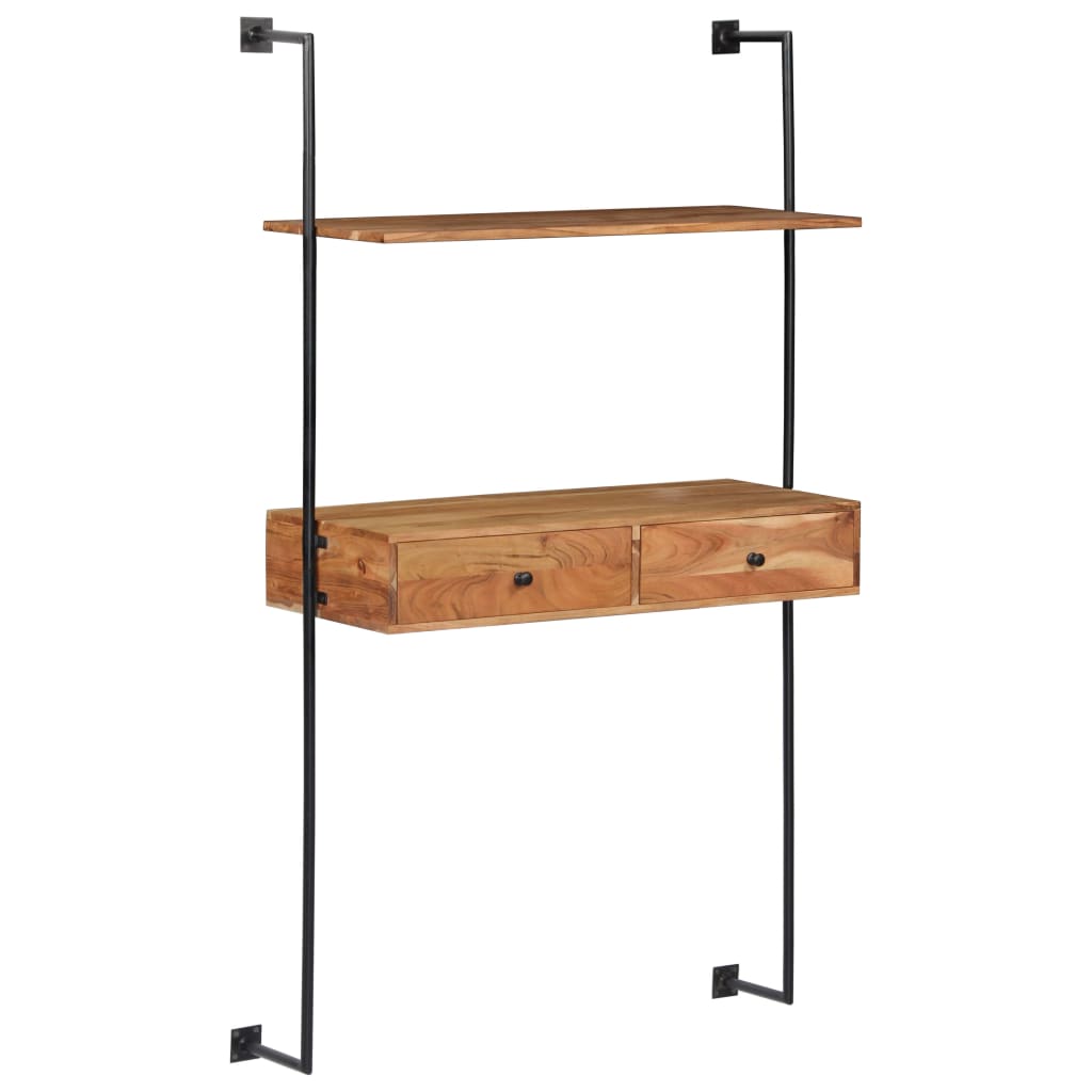 Scrivania a Parete 90x40x170 cm in Legno Massello di Acacia | homemem39
