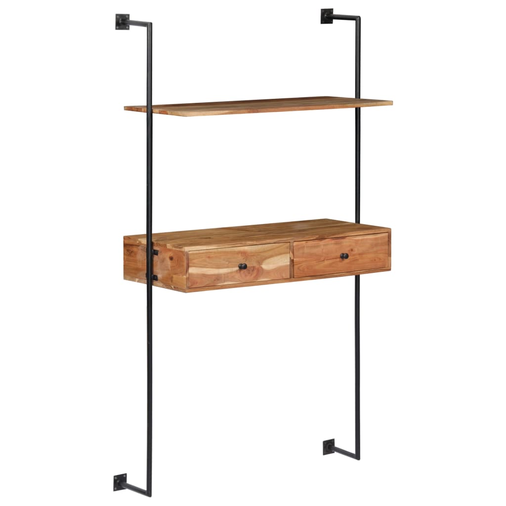 Scrivania a Parete 90x40x170 cm in Legno Massello di Acacia | homemem39