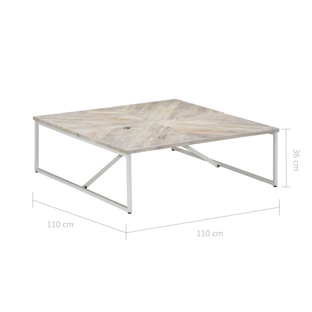 Tavolino da Salotto 110x110x36 cm in Legno Massello di Mango | homemem39