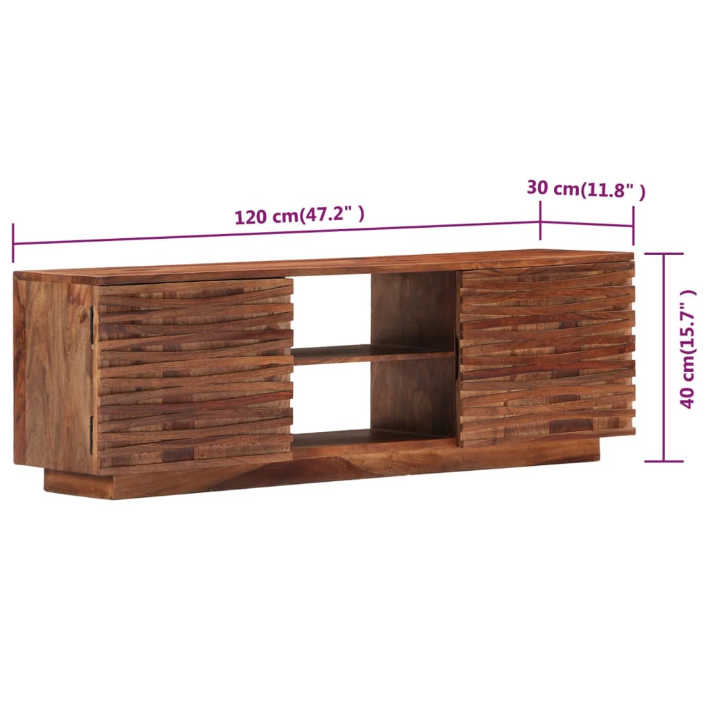 Mobile Porta TV 120x30x40 cm in Legno Massello di Acacia | homemem39