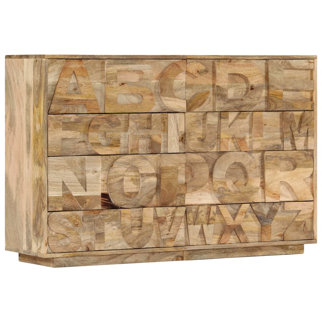 Mobile Alfabeto 6 Cassetti 120x35x79 cm in Legno Massello Mango | homemem39