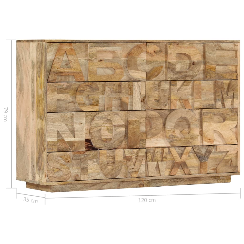 Mobile Alfabeto 6 Cassetti 120x35x79 cm in Legno Massello Mango | homemem39