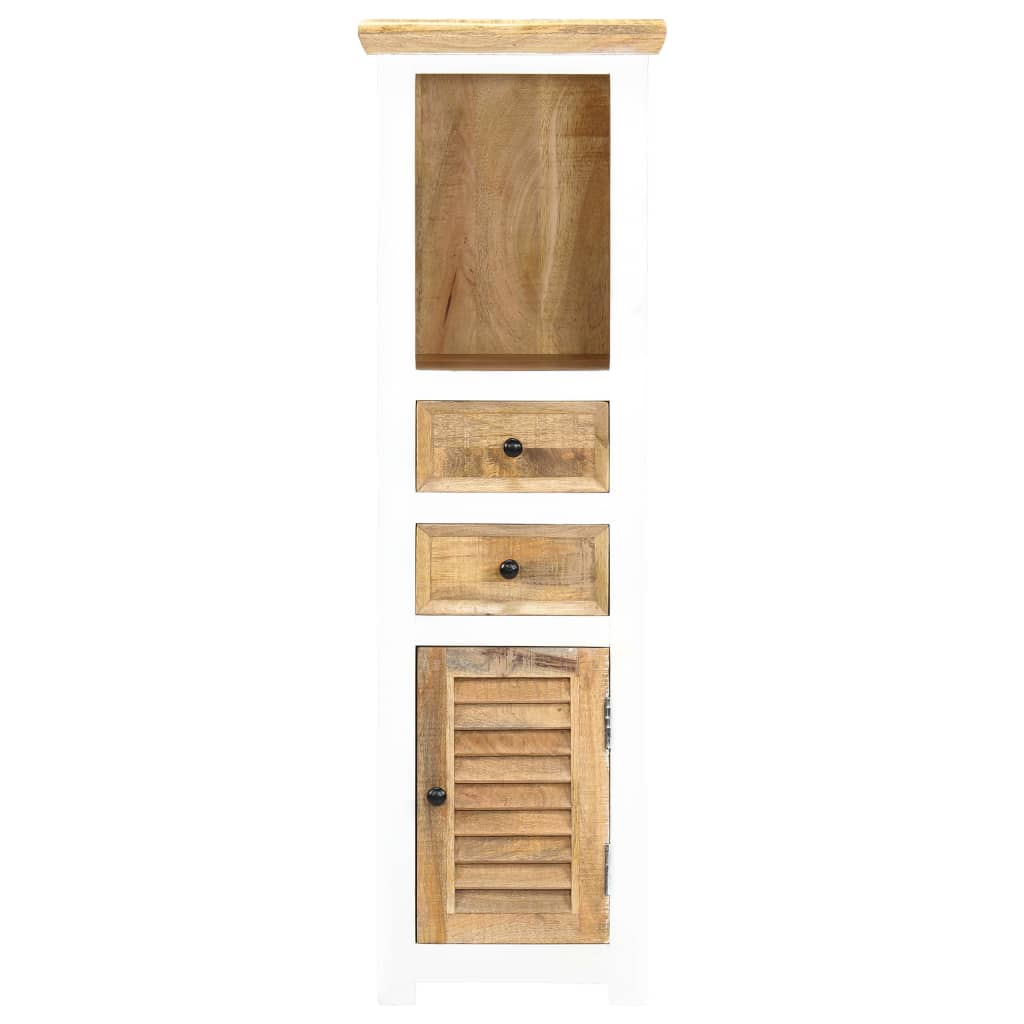 Credenza Bianca e Marrone 40x30x128 cm in Legno di Mango Grezzo | homemem39