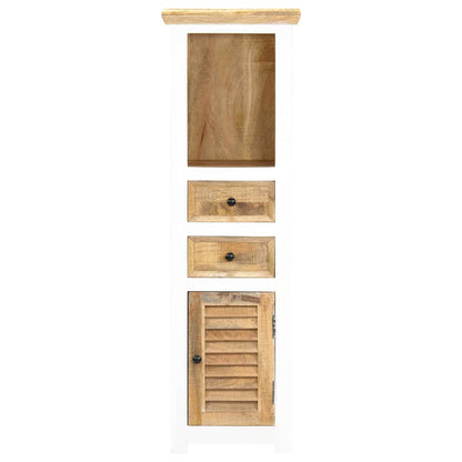 Credenza Bianca e Marrone 40x30x128 cm in Legno di Mango Grezzo | homemem39