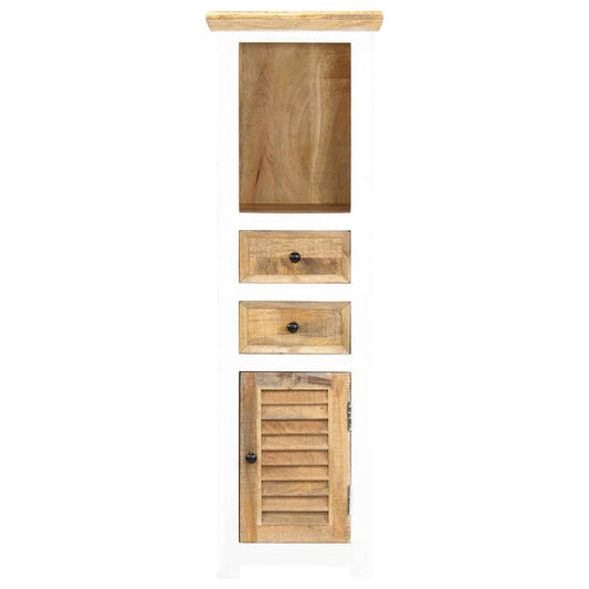 Credenza Bianca e Marrone 40x30x128 cm in Legno di Mango Grezzo | homemem39