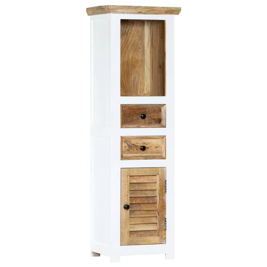 Credenza Bianca e Marrone 40x30x128 cm in Legno di Mango Grezzo | homemem39
