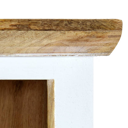 Credenza Bianca e Marrone 40x30x128 cm in Legno di Mango Grezzo | homemem39