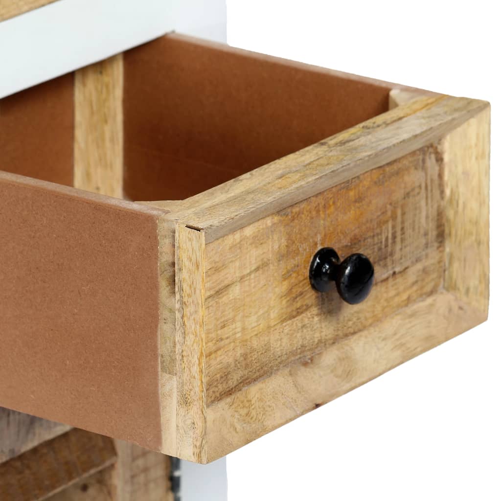 Credenza Bianca e Marrone 40x30x128 cm in Legno di Mango Grezzo | homemem39
