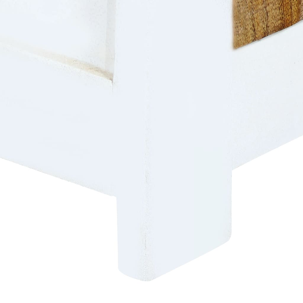Credenza Bianca e Marrone 40x30x128 cm in Legno di Mango Grezzo | homemem39