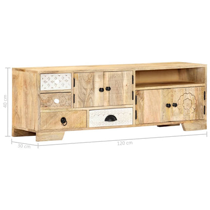 Mobile Porta TV 120x30x40 cm in Legno Massello di Mango - homemem39