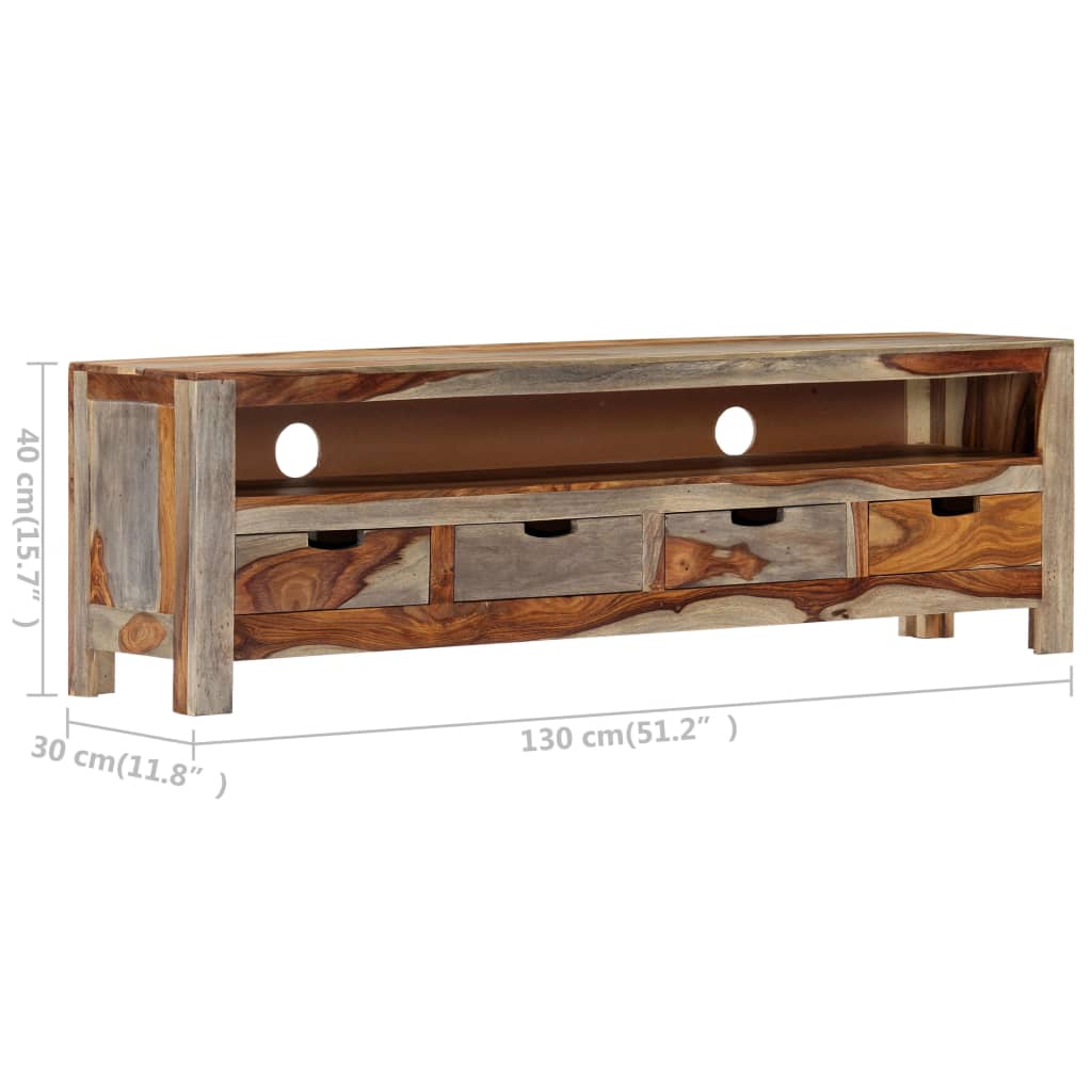 Mobile Porta TV in Legno Massello di Acacia 130x30x40 cm - homemem39