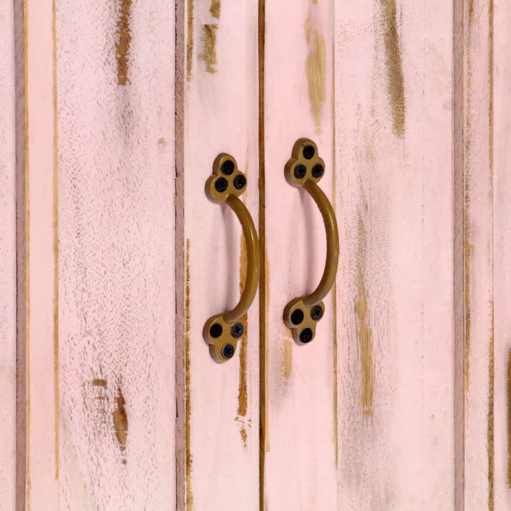 Credenza Rosa Chiaro 110x35x70 cm in Legno Massello di Mango