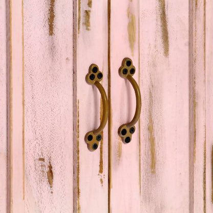 Credenza Rosa Chiaro 110x35x70 cm in Legno Massello di Mango