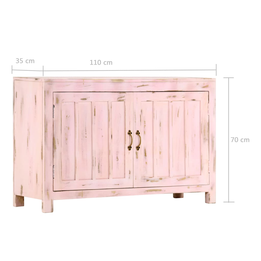 Credenza Rosa Chiaro 110x35x70 cm in Legno Massello di Mango