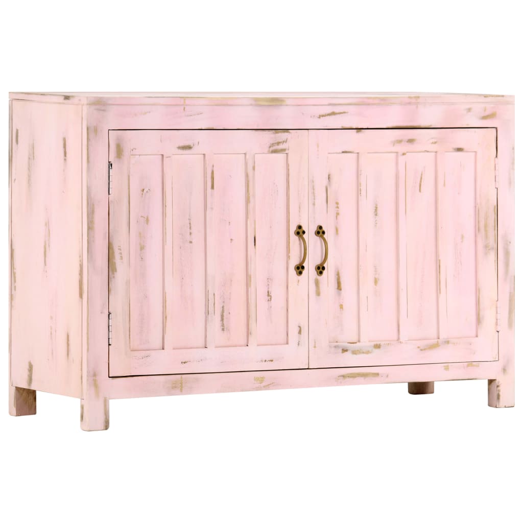 Credenza Rosa Chiaro 110x35x70 cm in Legno Massello di Mango