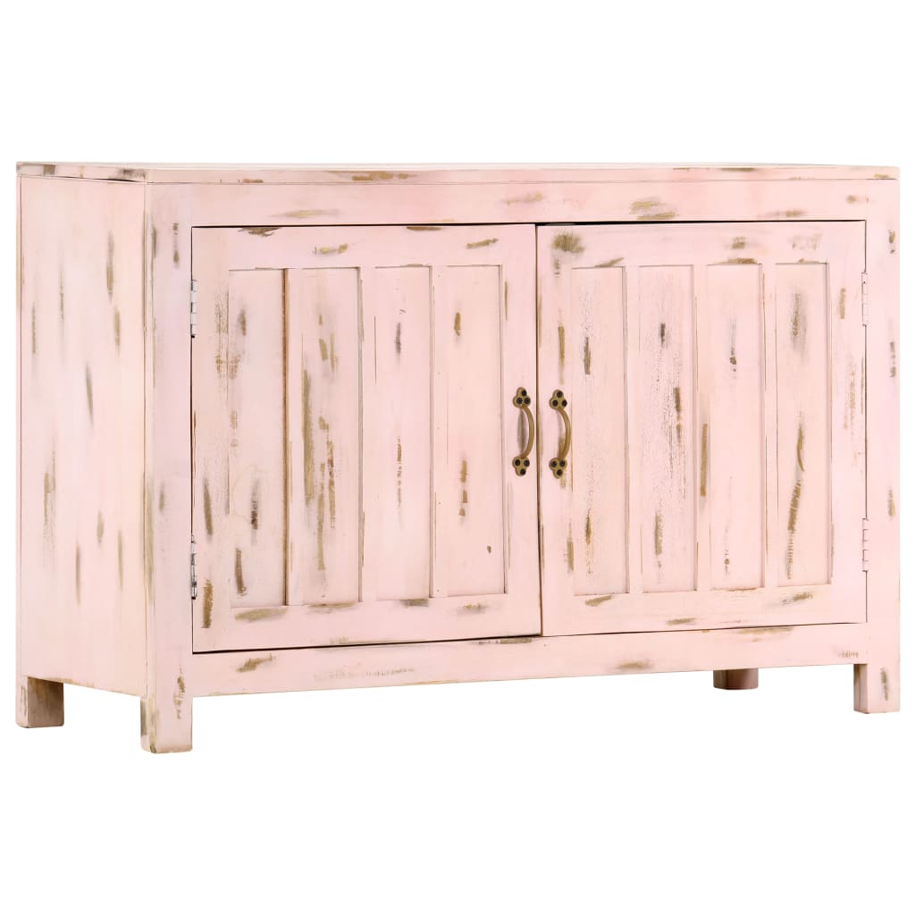 Credenza Rosa Chiaro 110x35x70 cm in Legno Massello di Mango