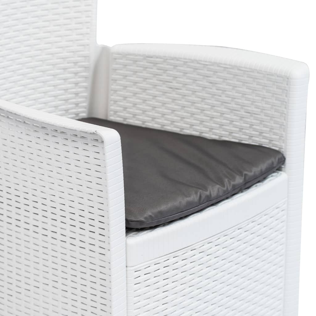 Sedie da Giardino 2 pz Cuscino Bianche in Plastica Stile Rattan | homemem39