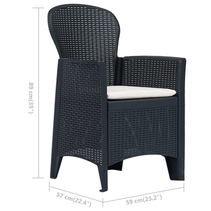 Sedie da Giardino 2 pz Cuscino Antracite Plastica Stile Rattan | homemem39