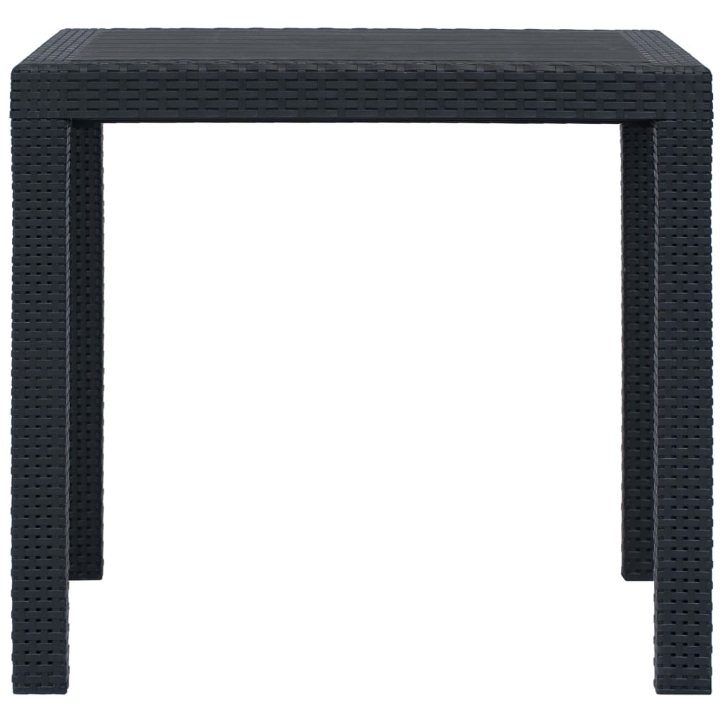 Tavolo da Giardino Antracite 79x79x72 cm Plastica Stile Rattan | homemem39