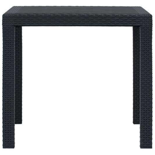 Tavolo da Giardino Antracite 79x79x72 cm Plastica Stile Rattan | homemem39