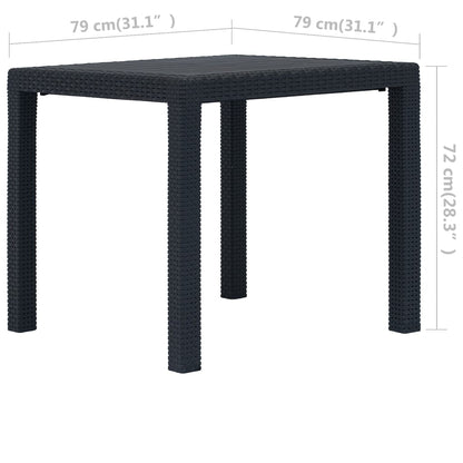 Tavolo da Giardino Antracite 79x79x72 cm Plastica Stile Rattan | homemem39