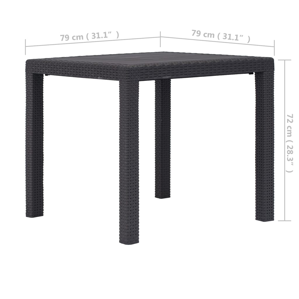 Tavolo da Giardino Marrone 79x79x72 cm in Plastica Stile Rattan | homemem39
