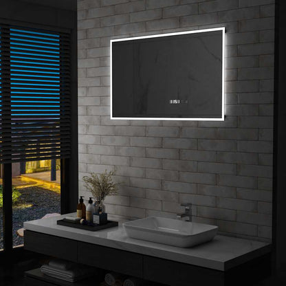 Specchio LED Bagno con Sensore Tattile Schermo Orario 100x60cm - homemem39