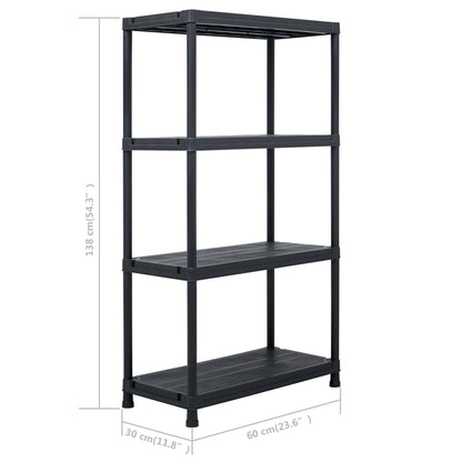 Scaffale Nero 100 kg 60x30x138 cm in Plastica - homemem39