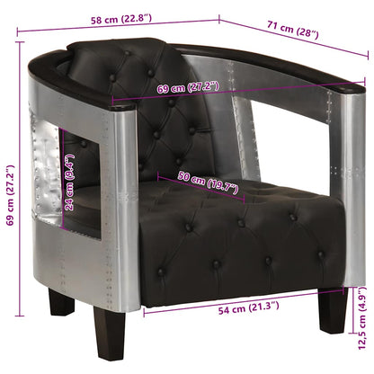 Poltrona in Stile Aviatore Nera in Vera Pelle | homemem39