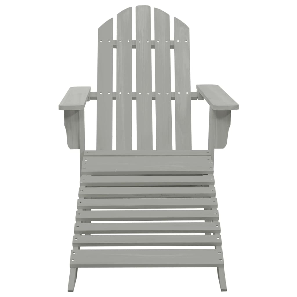 Sedia da Giardino con Poggiapiedi in Legno Grigio | homemem39