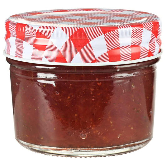 Vasi Marmellata in Vetro Coperchio Bianco e Rosso 24 pz 110 ml - homemem39