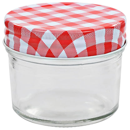 Vasi Marmellata in Vetro Coperchio Bianco e Rosso 24 pz 110 ml