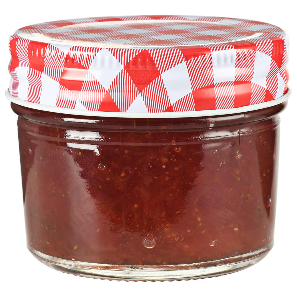 Vasi Marmellata in Vetro Coperchio Bianco e Rosso 48 pz 110 ml - homemem39